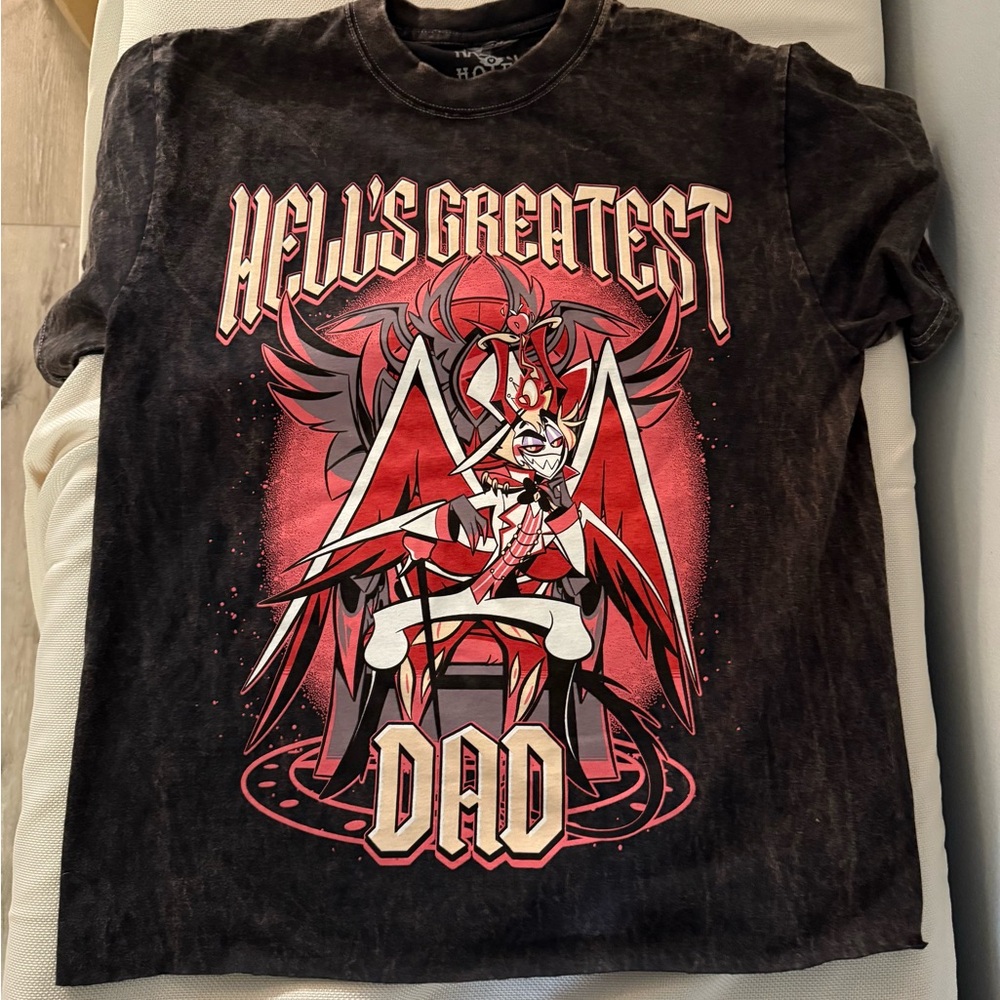 Hazbin Hotel T-shirt Hell’s Greatest Dad Medium Black